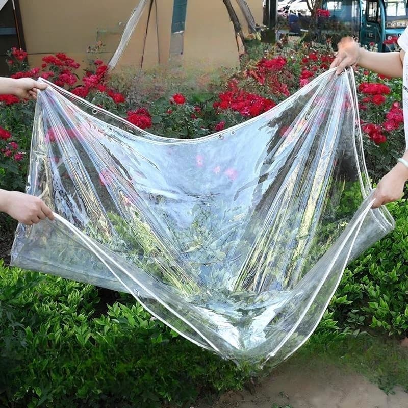 Clear PVC Tarpaulin | Heavy Duty Waterproof Sheeting | Garden & Balcony Protection - Thumbnail 5