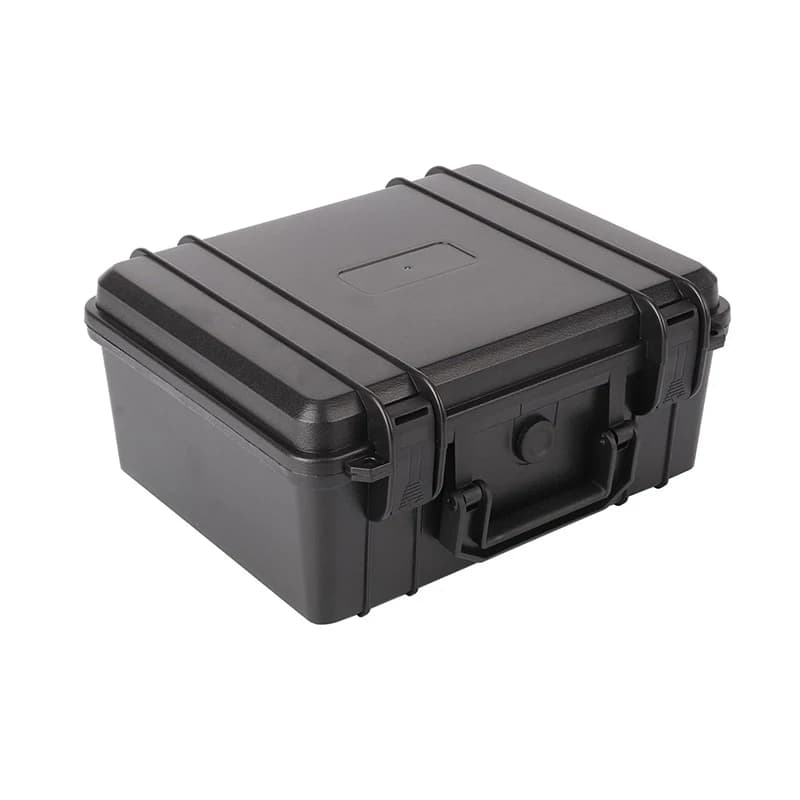 Waterproof hard carry case with pre-cut foam inserts for organizing and protecting tools and hardware in a secure storage box.