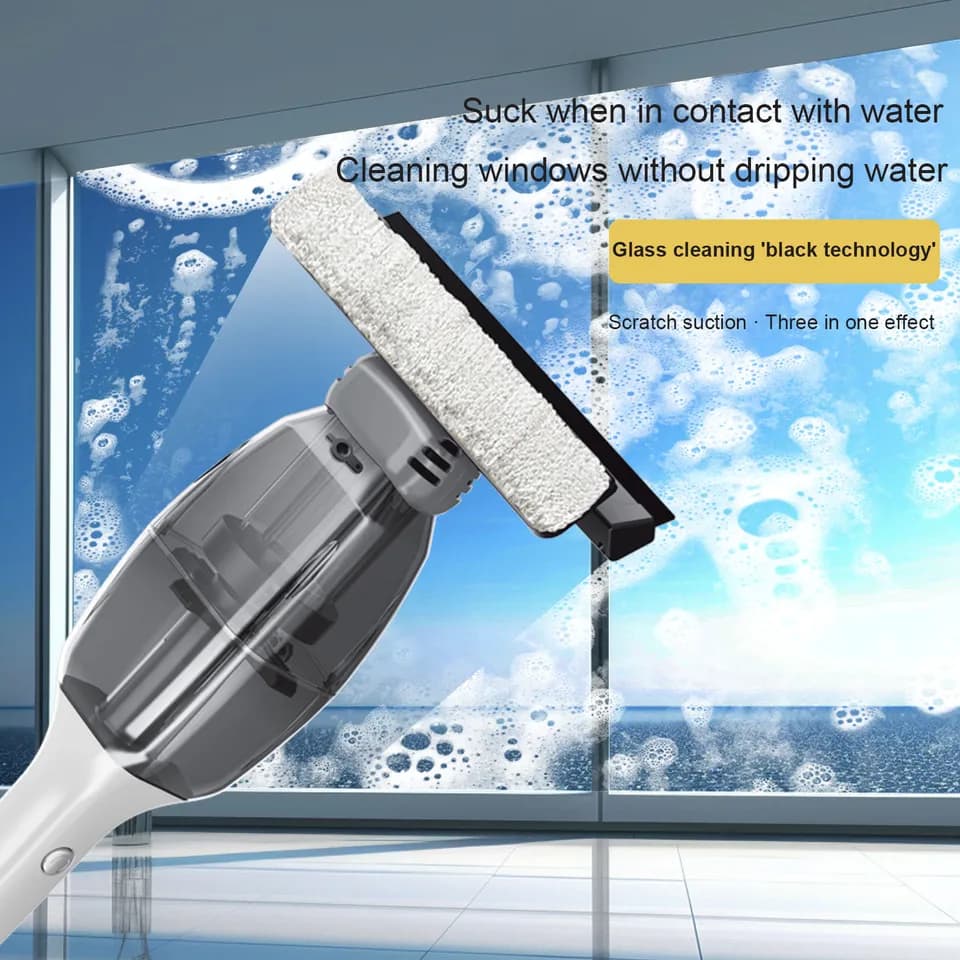 Cordless Window Cleaning Kit | USB Rechargeable Glass Washer | Handheld Vacuum Mop - Thumbnail 3