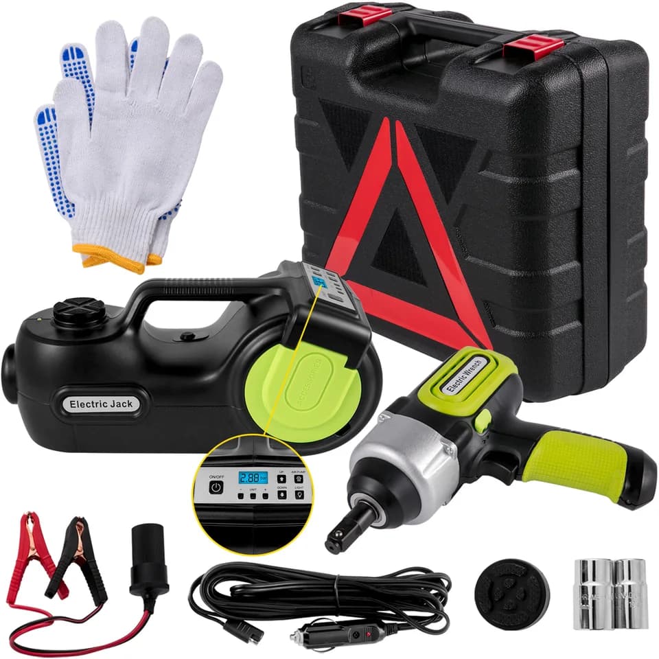 5T Hydraulic Scissor Car Jack Kit | 12V Electric & Impact Wrench | 13.5-36cm Lift - Thumbnail 2
