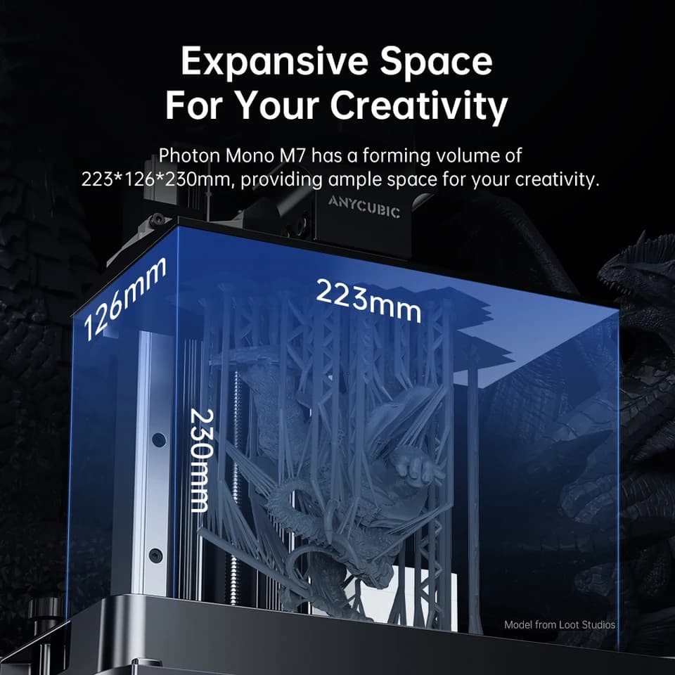 Photon Mono M7 AE 3D Printer | High-Speed 14K Resin Printing | 223x230x126mm Build - Thumbnail 4