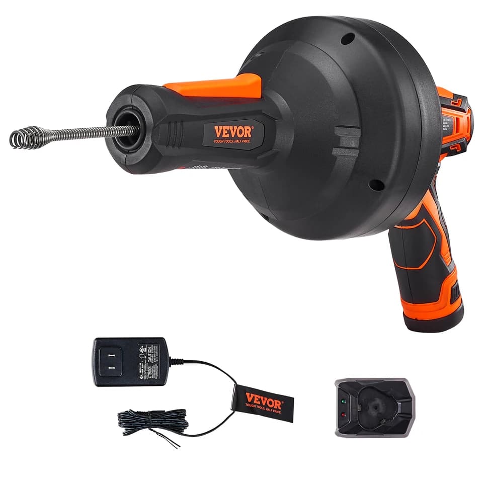 12V Cordless Drain Snake | 25ft Auto-Feed Plumbing Auger | Clog Remover 2.0Ah - Thumbnail 2