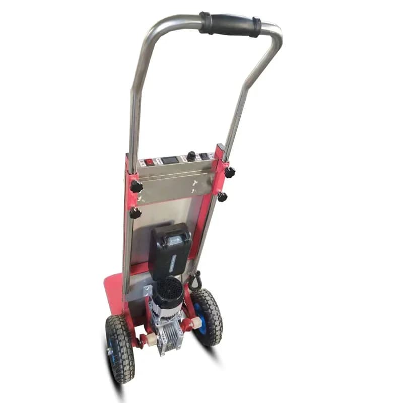 New Large Electric Stair Climber power tool trolley for moving heavy cargo upstairs, featuring a robust steel frame and motorized tracks.