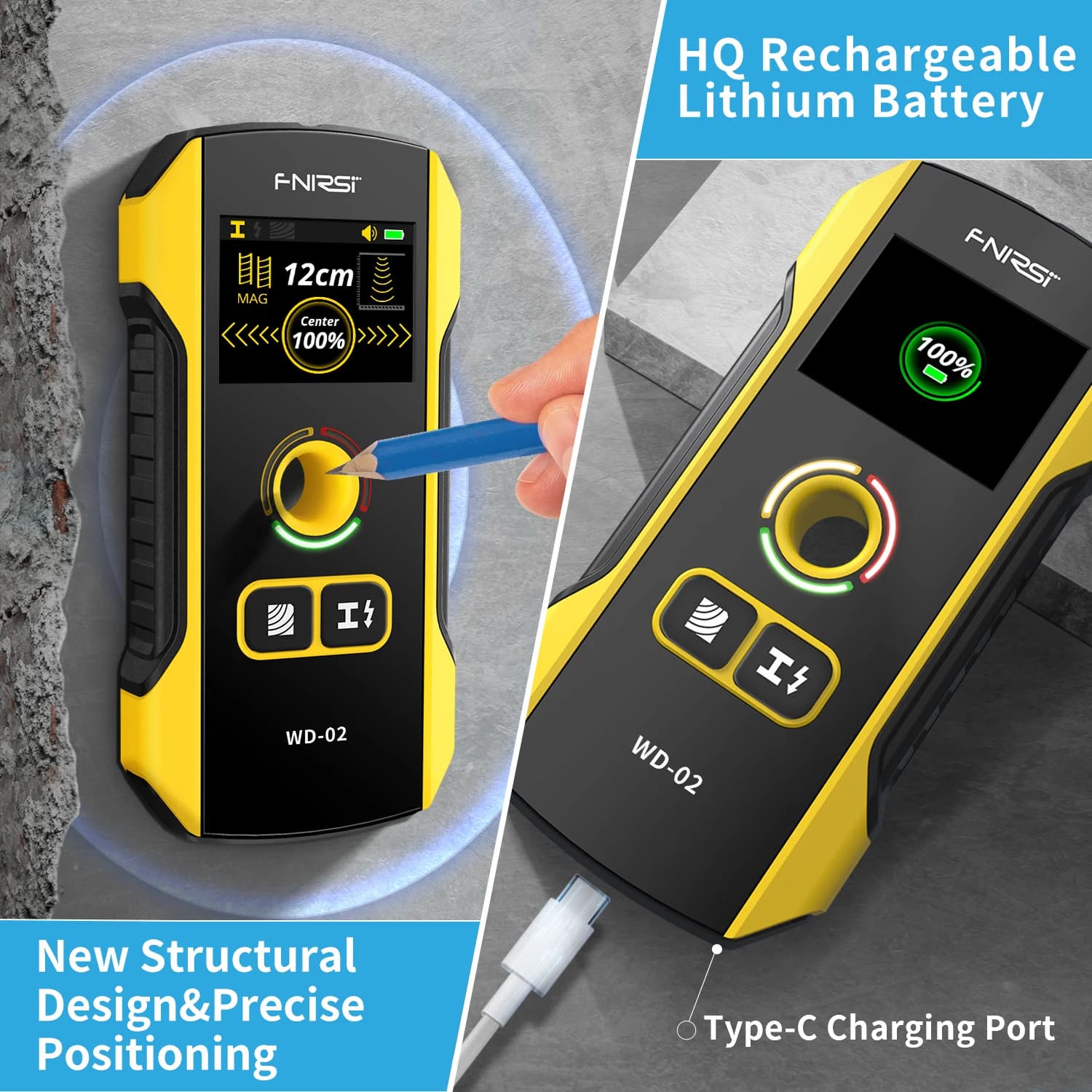 Wall Detector Stud Finder | TFT Display | AC Live Wires, Metal, Wood Detection - Thumbnail 2