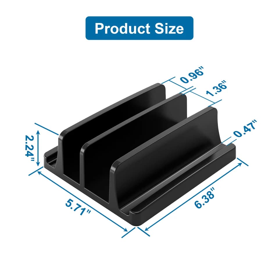Dual Slot Laptop Stand | Space-Saving Vertical Holder | Supports MacBook - Thumbnail 2