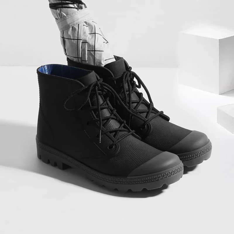 Men's Winter Rain Boots | Waterproof Lace-up Ankle | Work & Fishing - Thumbnail 2