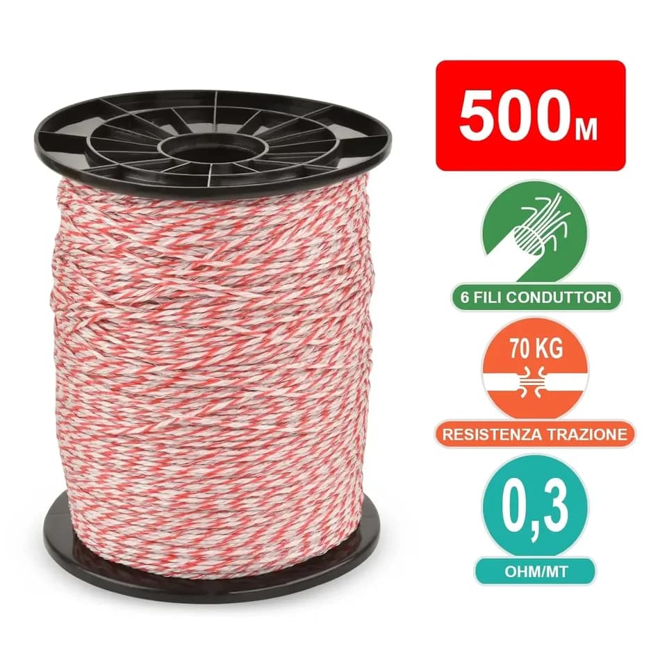 for Electric Fence Energiser | 500m Steel Conductor Rope | For Livestock - Thumbnail 7