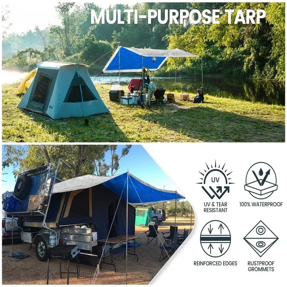 Heavy Duty Tarpaulin | Waterproof Ground Sheet with Aluminium Eyelets | Outdoor Furniture & Caravan Cover - Thumbnail 5