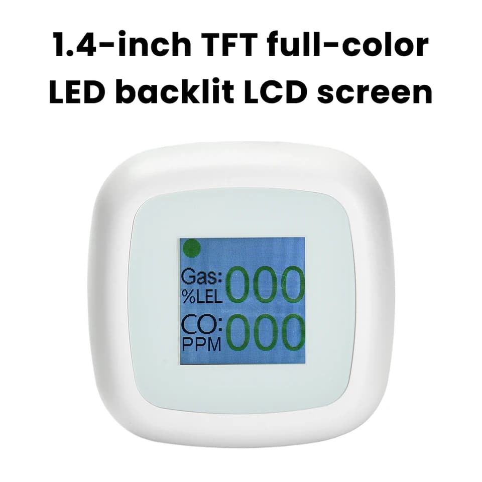 Carbon Monoxide Detector | Wi-Fi & Combustible Gas Detection | Type-C, TFT Screen - Thumbnail 2