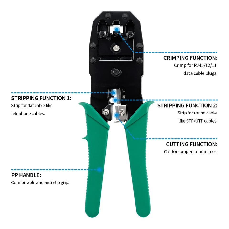 RJ45 RJ11 RJ12 Crimping Tool Kit | LAN Cable Tester & Wire Cutter | Network Maintenance Set - Thumbnail 3