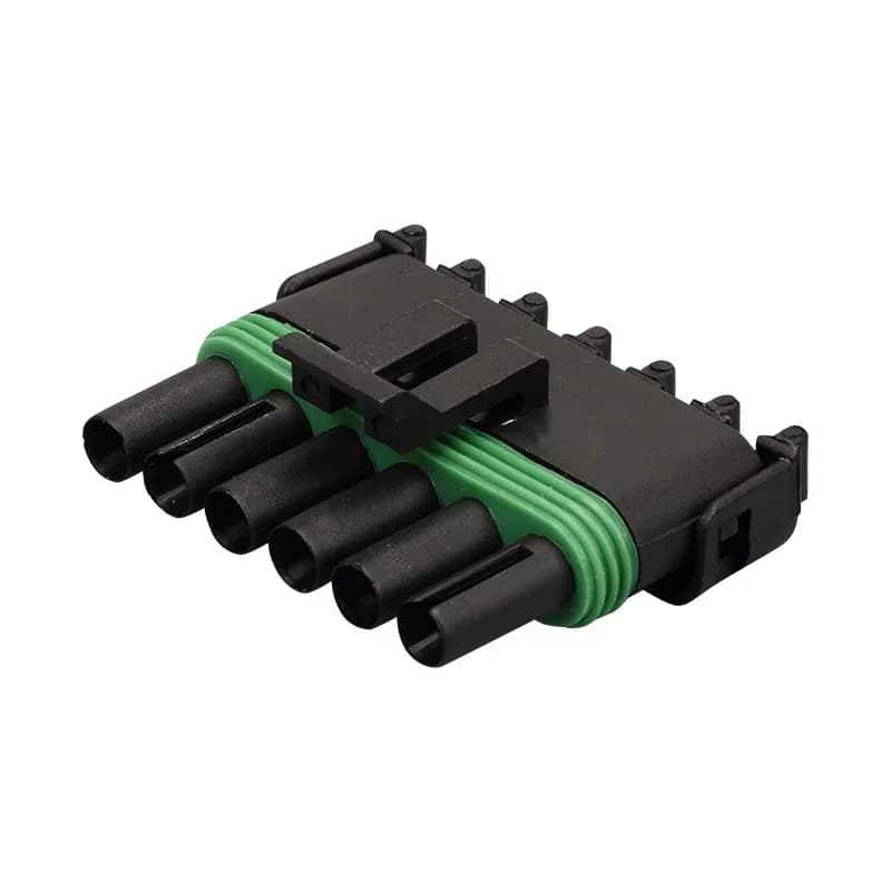 A collection of 1, 2, 3, 4, and 6-pin GM Delphi Weather Pack electrical socket plug connectors, essential for automotive wiring.