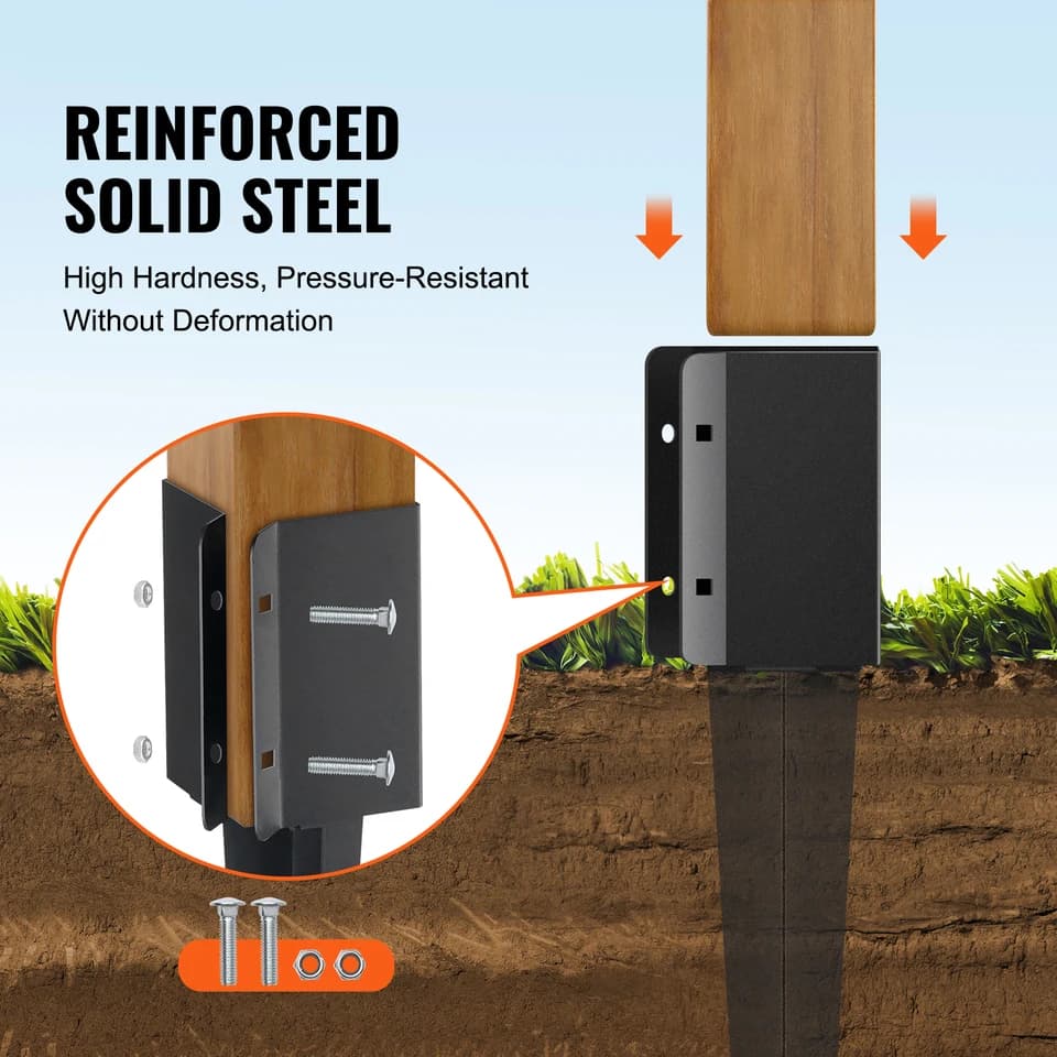Fence Post Spike 4 Pack | 24" x 4" Powder Coated | Heavy Duty Ground Anchor - Thumbnail 2
