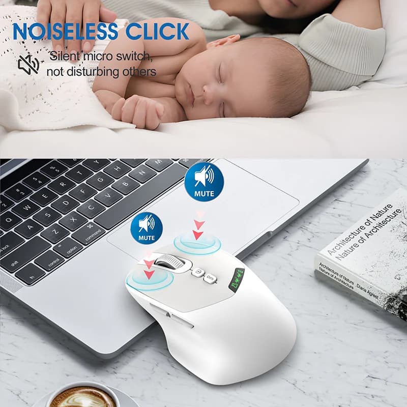 T02 Wireless Mouse | Dual Mode Bluetooth 5.0/2.4G | Silent, Rechargeable 500mAh, DPI Adjust - Thumbnail 4