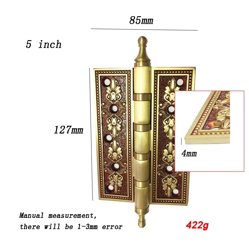 Heavy-Duty Gate Hinges | Solid Brass with Crown Head | Silent Villa Door Use - Thumbnail 5