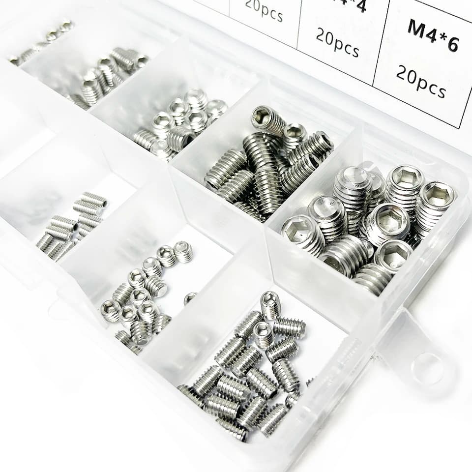 Screws Assortment | M3-M8 Stainless Steel Hex | 200pc Cup Point Set - Thumbnail 5