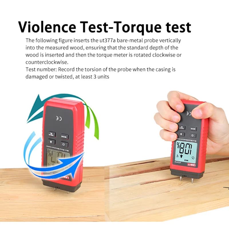UNI-T UT377A Moisture Meter | Digital Wood & Paper Humidity Tester | LCD Backlight - Thumbnail 3