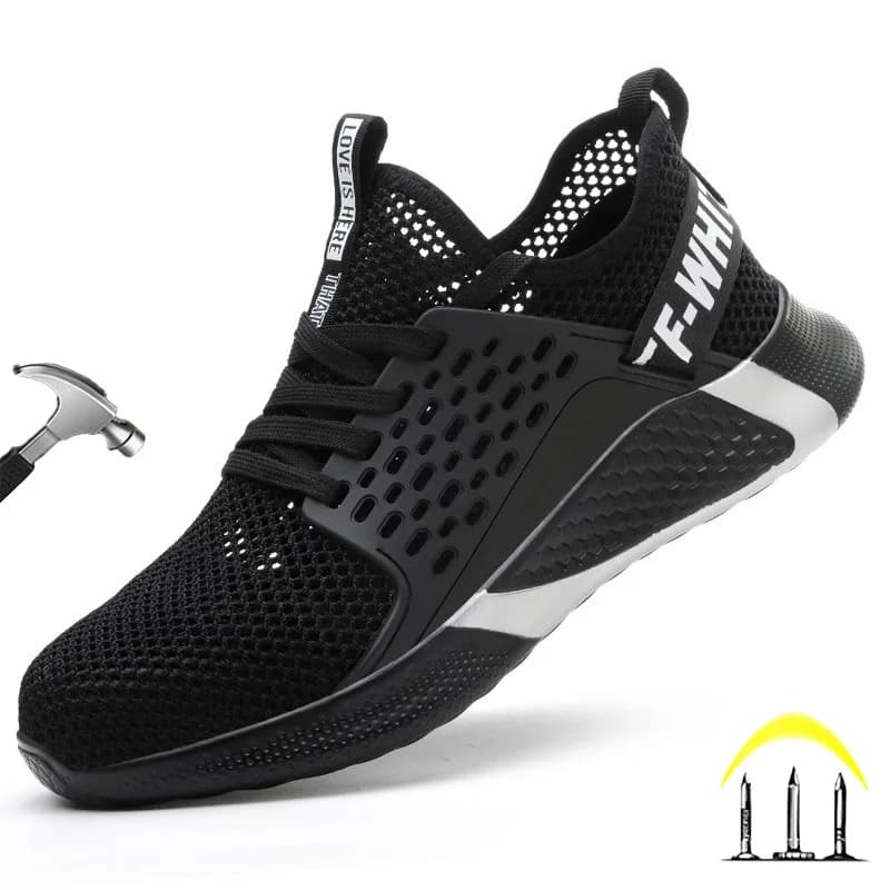 Summer Work Shoes Steel Toe | Lightweight Breathable Safety Trainers | Anti-Smash Protection - Thumbnail 2