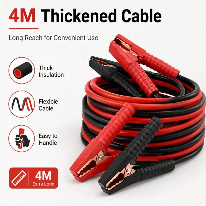 Jumper Cables for Car | 4M Pure Copper Wire | Emergency Start Kit - Thumbnail 3