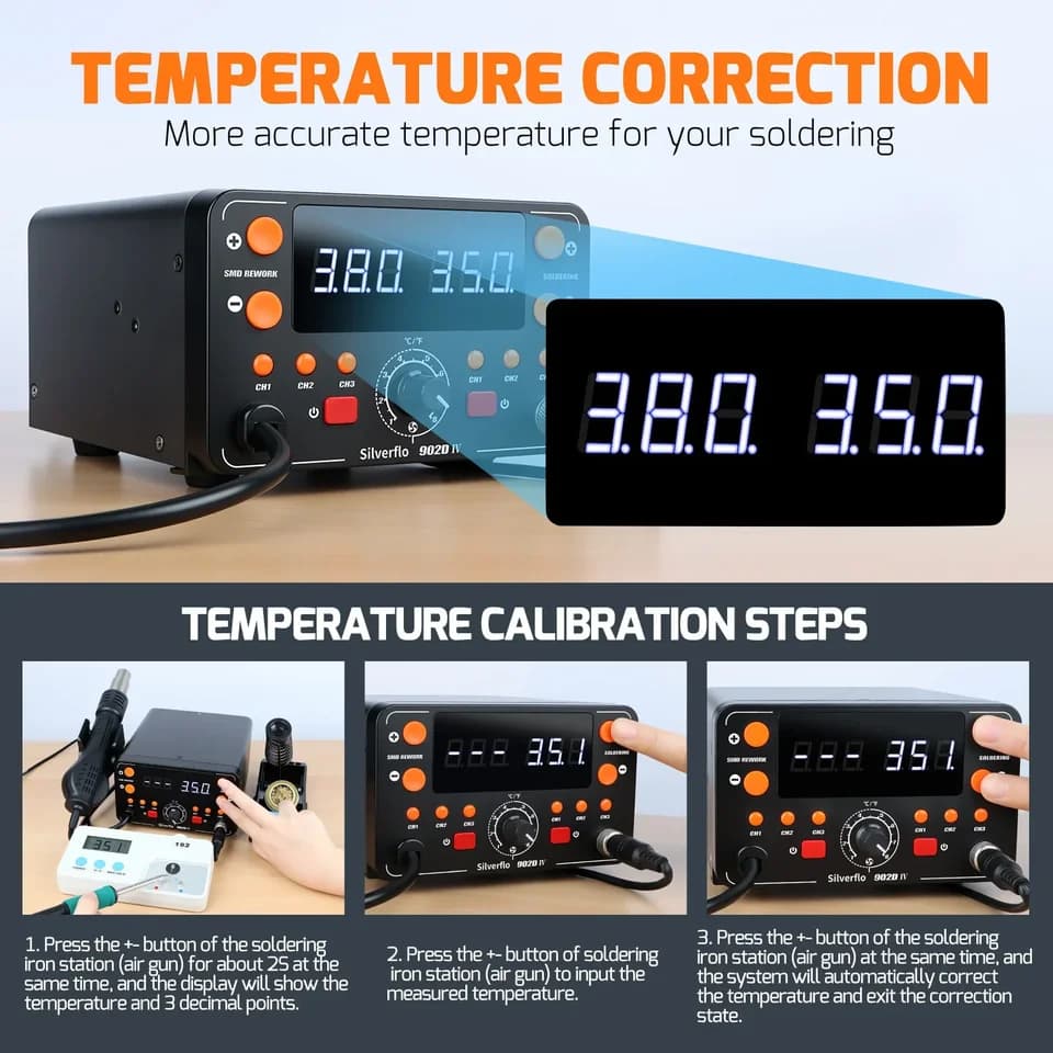 Silverflo T12 Heat Gun Soldering Station | 2-in-1 Rework & Welding | For SMD Tools - Thumbnail 4
