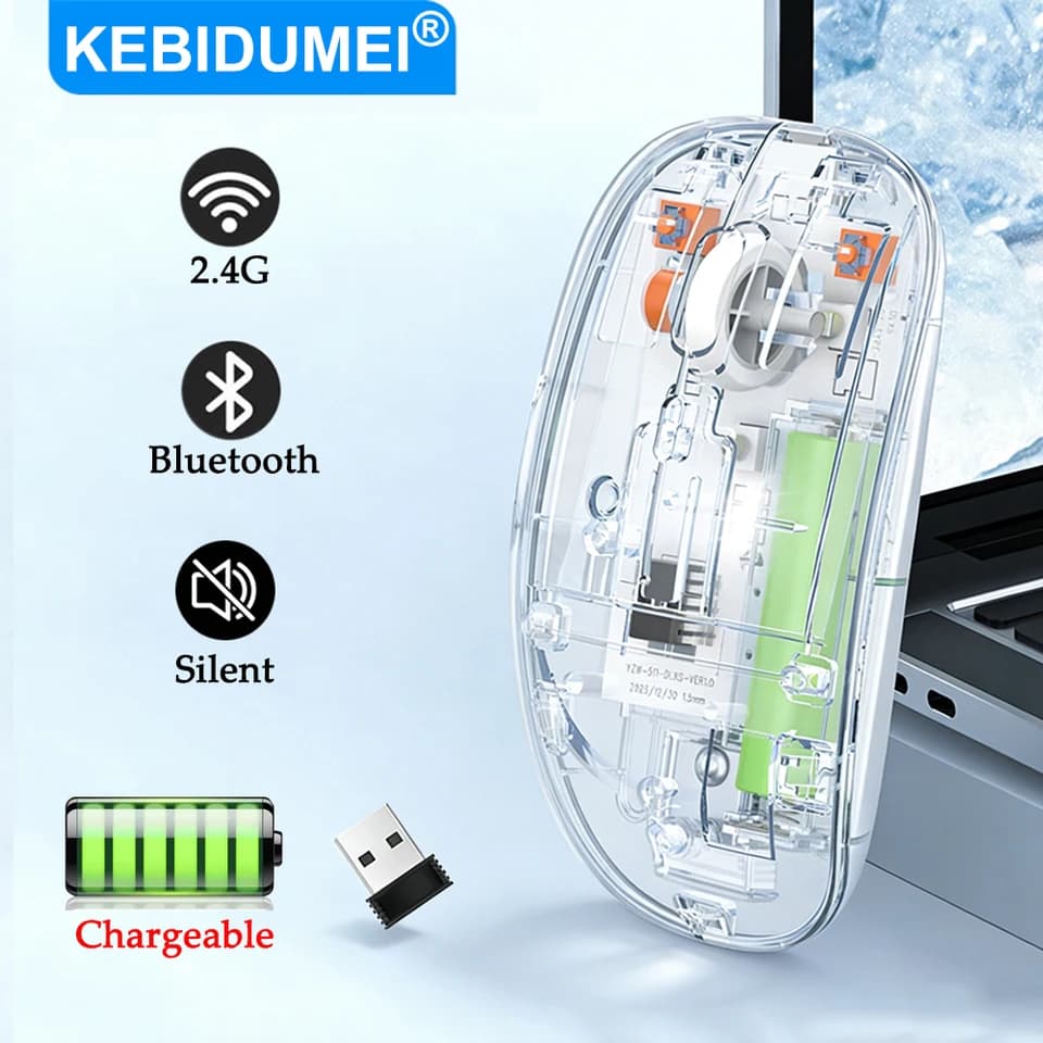 Wireless Mouse | Dual Mode Bluetooth & 2.4GHz | Silent Rechargeable Office Mouse - Thumbnail 2