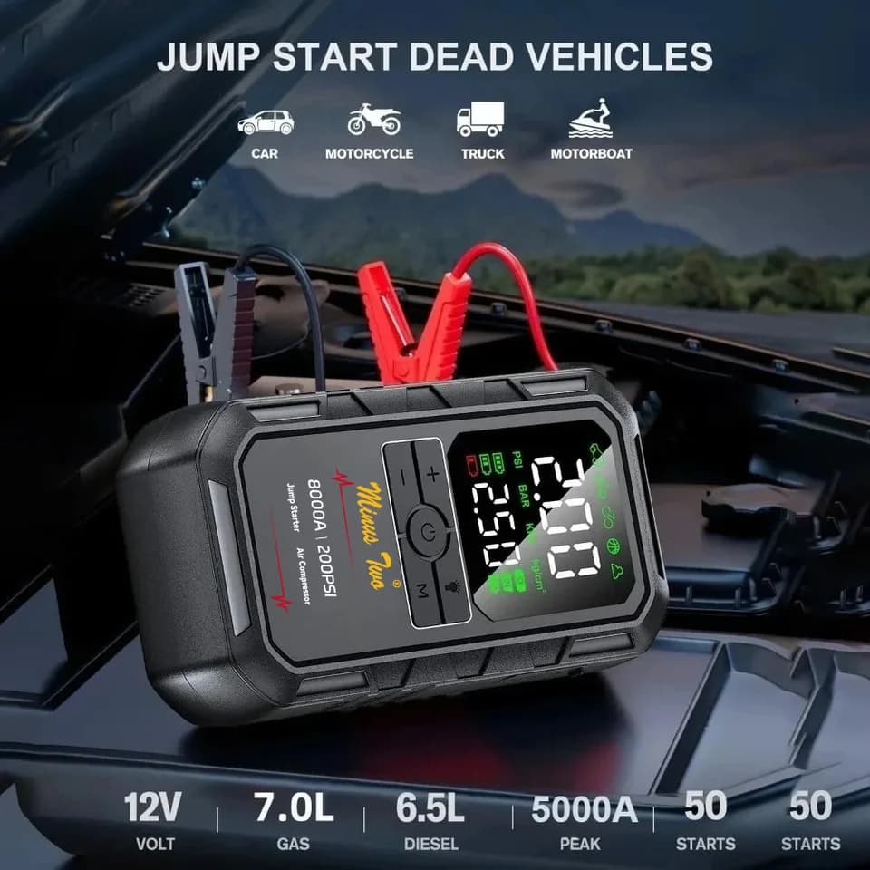 8000A Peak Wireless Jump Starter | Portable Emergency Booster | Power Bank - Thumbnail 5