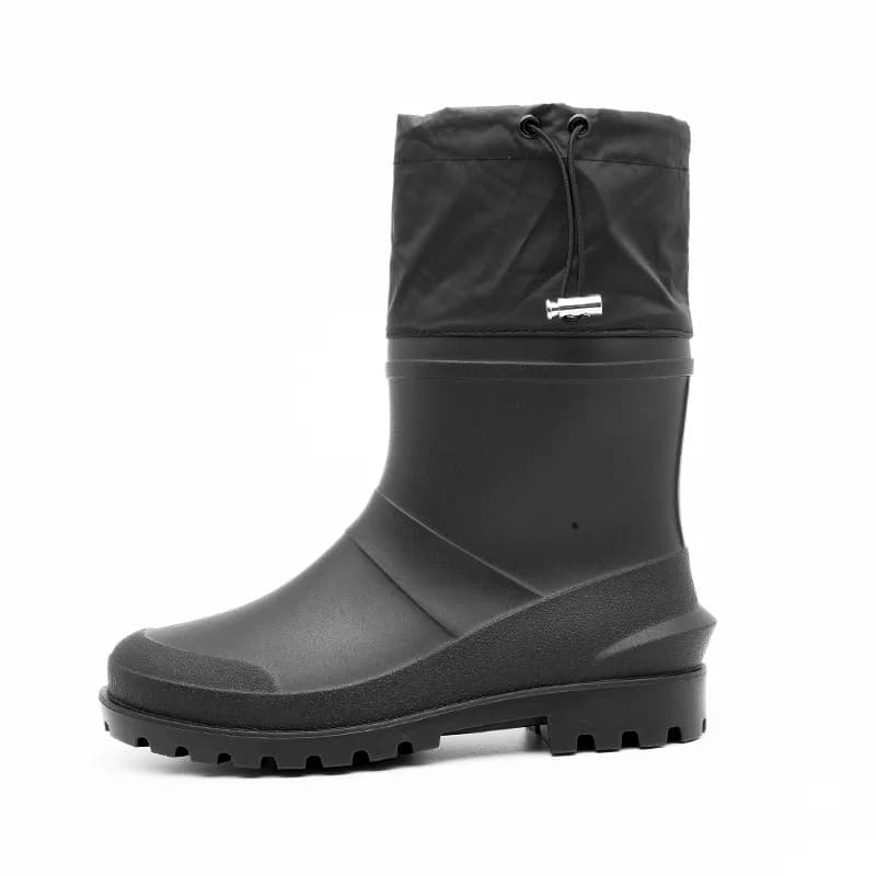 Men's Safety Wellington Boots, single black boot on a white background.