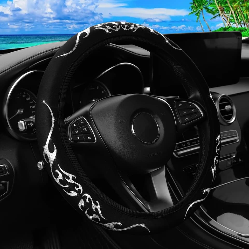 Steering Wheel Covers | Dynamic Flame Totem Design | Fits 14.5-15 Inch - Thumbnail 4
