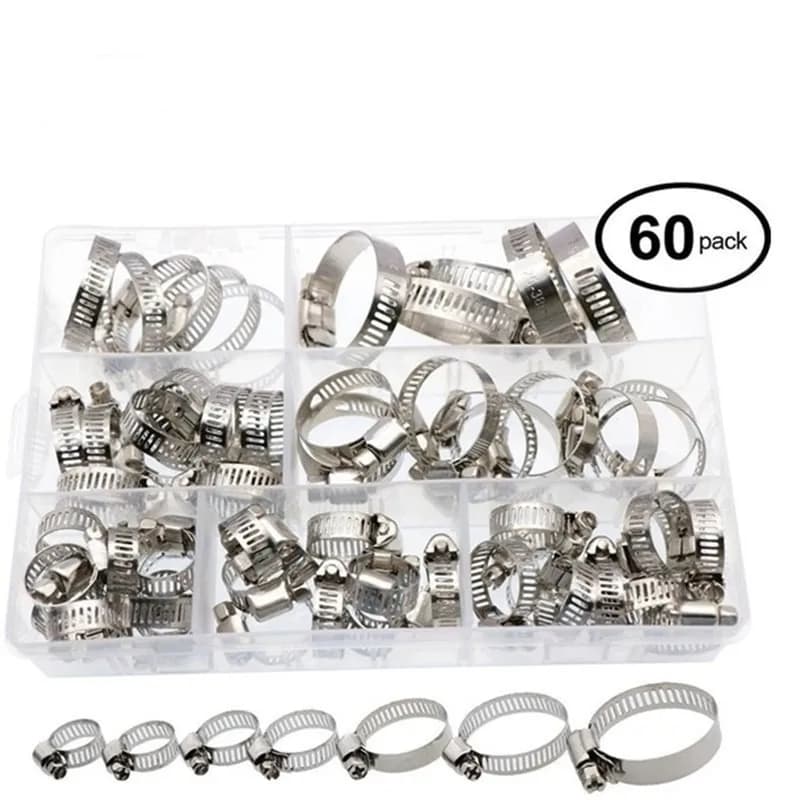 60pc Jubilee Clips Kit | Adjustable 6-38mm Stainless Steel | Worm Gear Hose Clamps - Thumbnail 6
