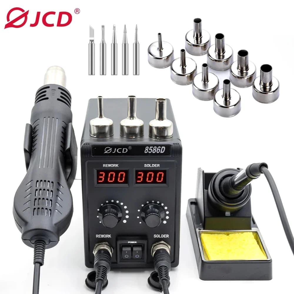 Soldering Rework Station | Hot Air Gun & Solder Iron | Digital Display, Sleep Mode, 110V