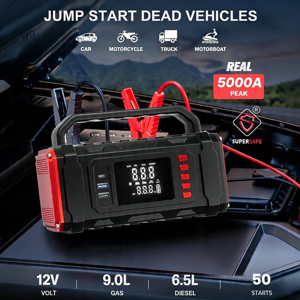 5-in-1 Jump Starter | Air Compressor & Power Bank | 12V Emergency Kit - Thumbnail 3