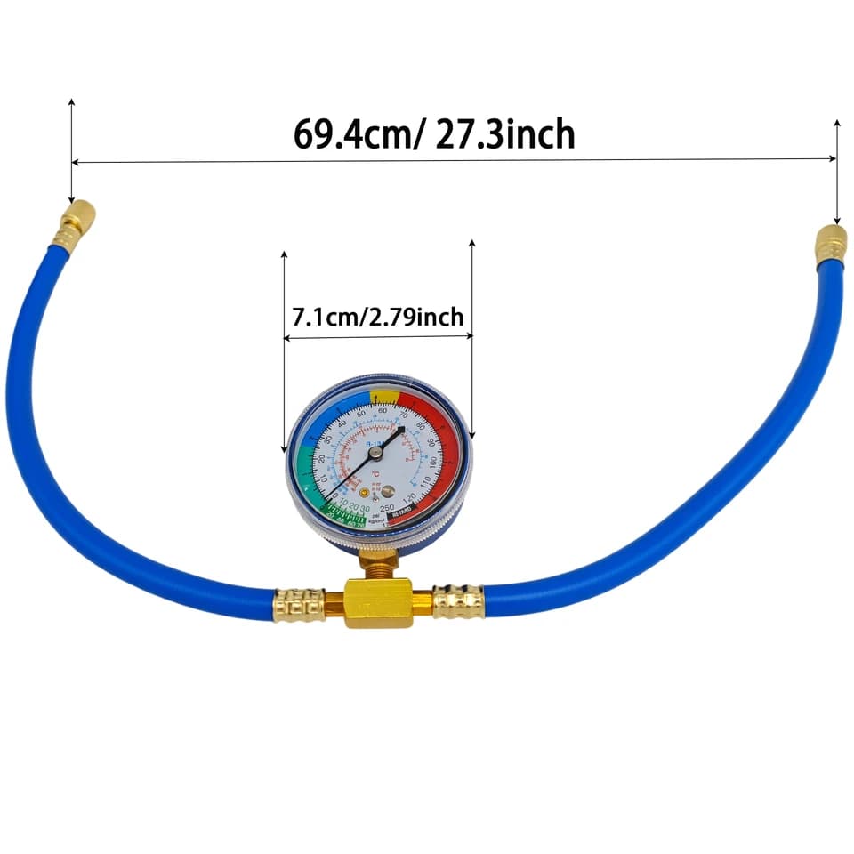 Car AC Recharge Kit | R134A Charging Hose with Gauge | Automotive Air Repair Tool - Thumbnail 2
