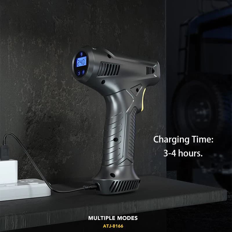 Digital Tyre Inflator for Car | 80W Portable Air Compressor | Wireless/Wired Electric Pump - Thumbnail 6