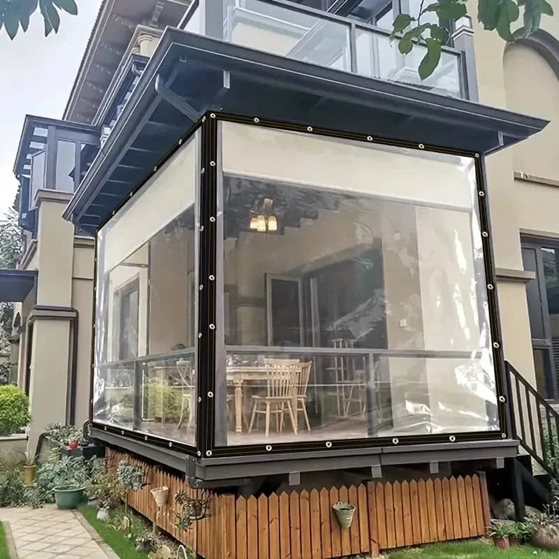 Clear Waterproof Tarpaulin | Heavy Duty PVC Sheeting | Garden & Balcony Cover - Thumbnail 3