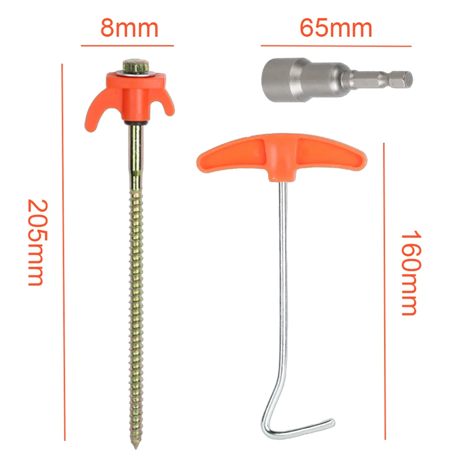 Ground Screw for Decking | 205mm Tent Pegs | Heavy Duty Anchor - Thumbnail 6