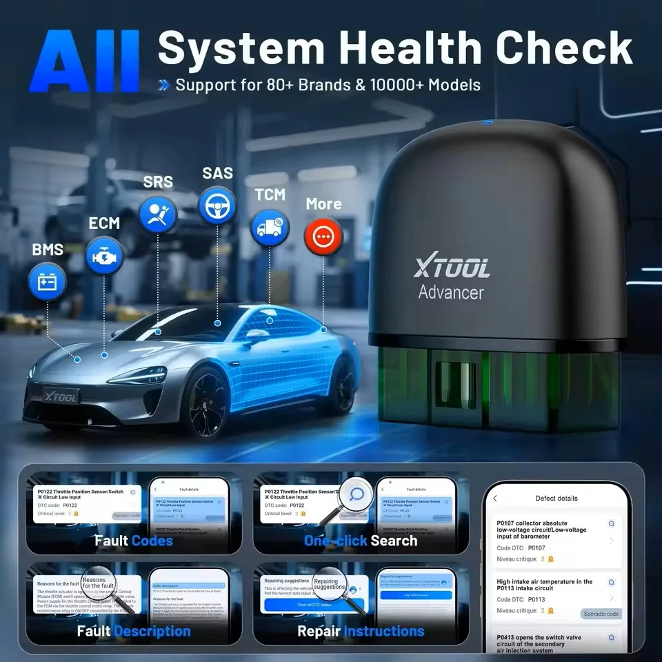 Scanner with Spark Plug Gap Tool | Oil Reset | Live Data DTC - Thumbnail 2