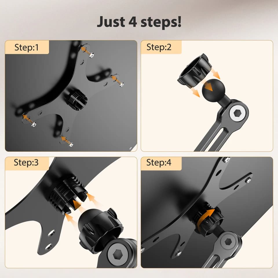 VESA Monitor Stand | Lay Flat Portable Display Arm | 75mm Mount - Thumbnail 4