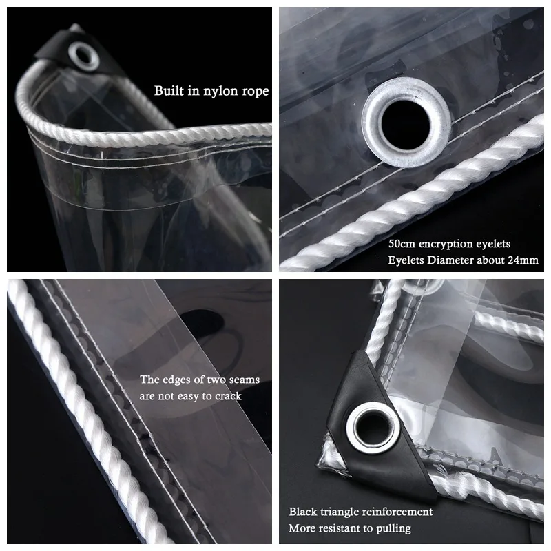 Clear PVC Tarpaulin | 0.35/0.55mm Heavy Duty | Garden & Balcony Rain Cover - Thumbnail 5