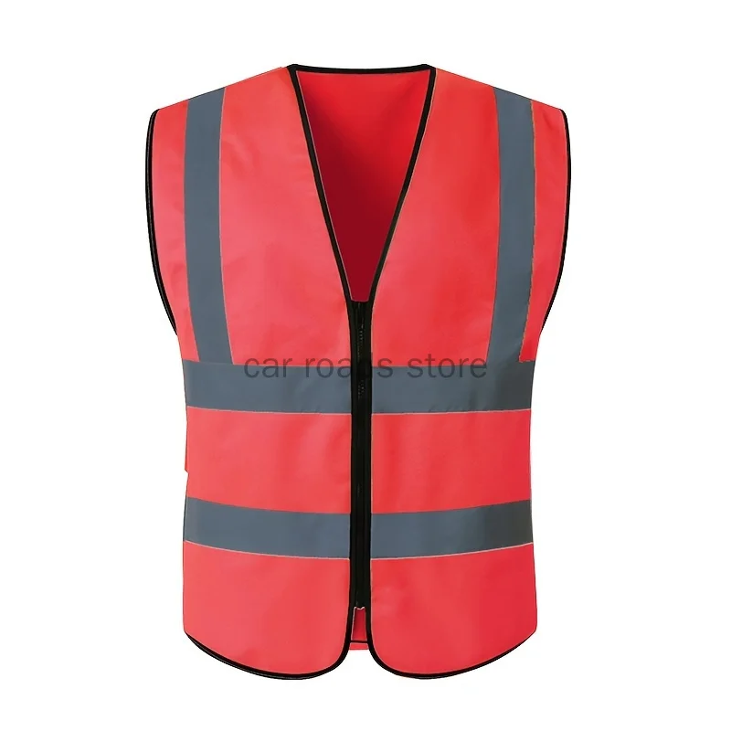 Vis Vest | Zipper Front with Reflective Strips | Neon Construction Safety - Thumbnail 7