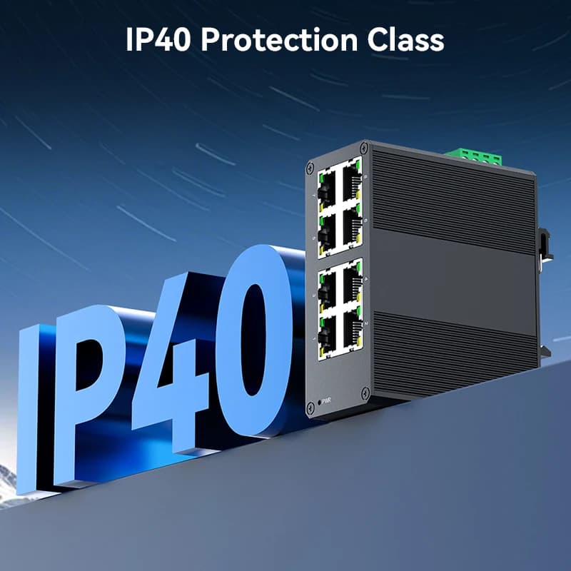 8 Port Industrial Network Switch | DIN Rail Mount | Plug & Play IP40 - Thumbnail 6