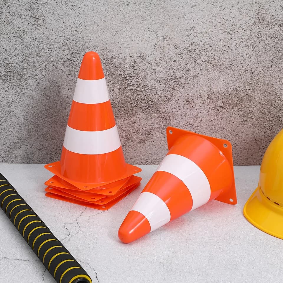 6x Road Traffic Cone | Durable Plastic Barrier | Stackable Parking & Site Management - Thumbnail 6