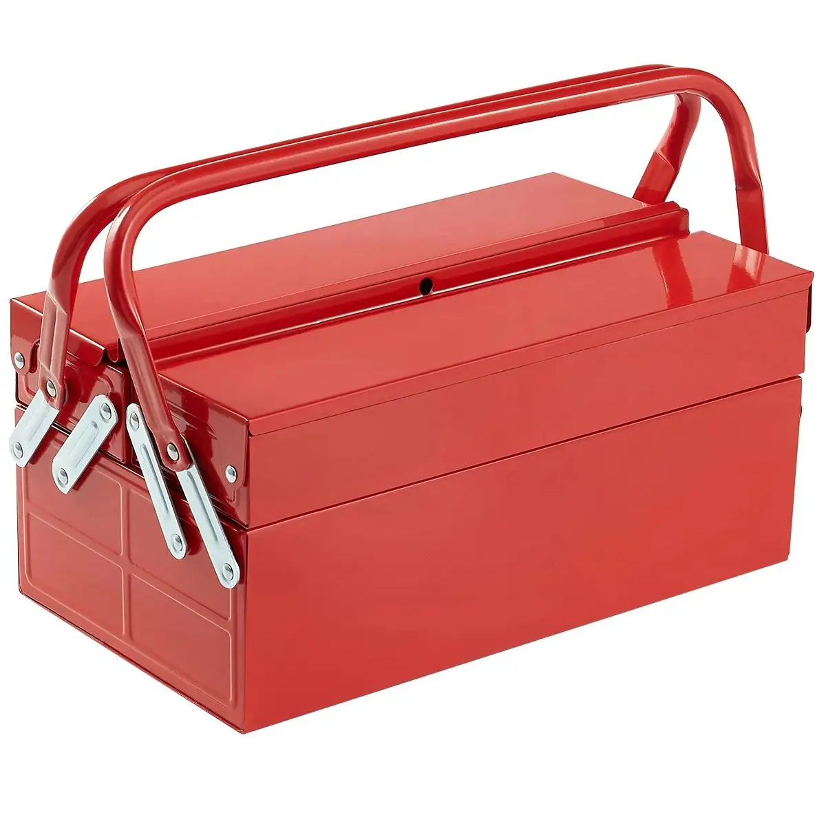 Folding Tool Chest | 2-Tier 3-Tray Metal Organizer with Lock | Factory & Workshop Toolbox