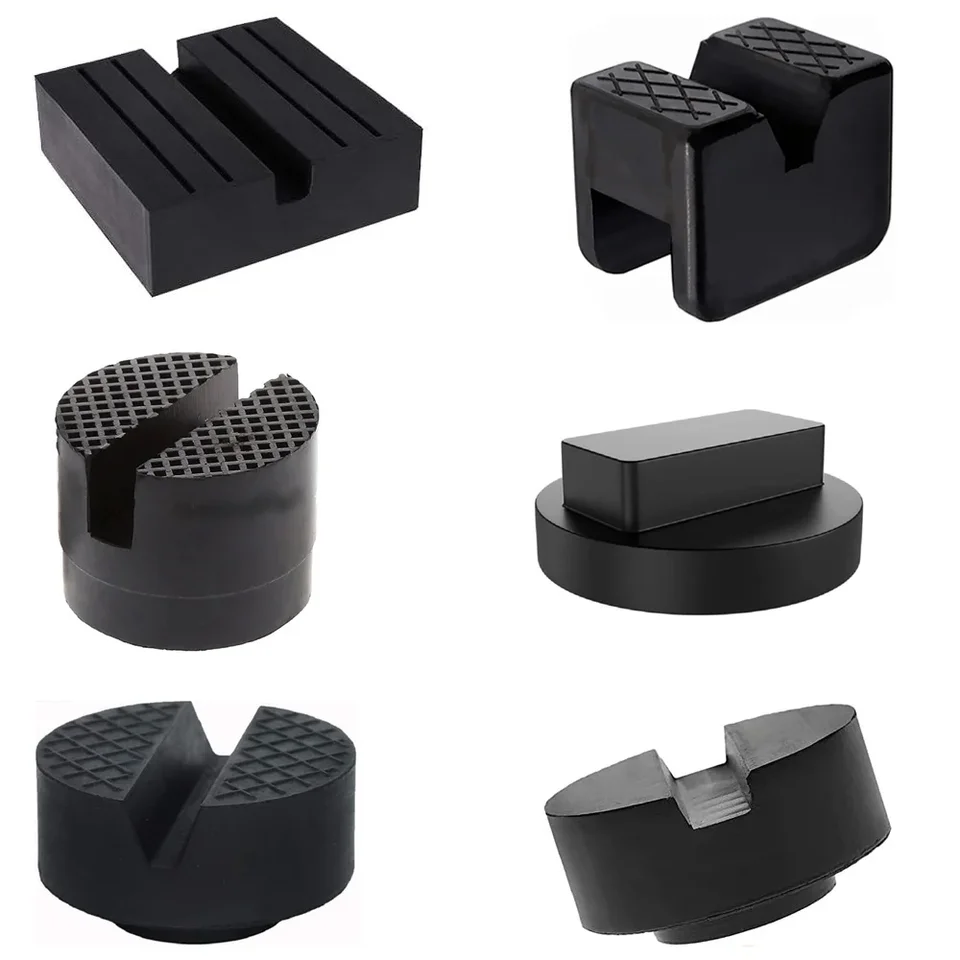 A universal car jack rubber pad, designed to protect vehicle frames when using a car jack for changing tires.