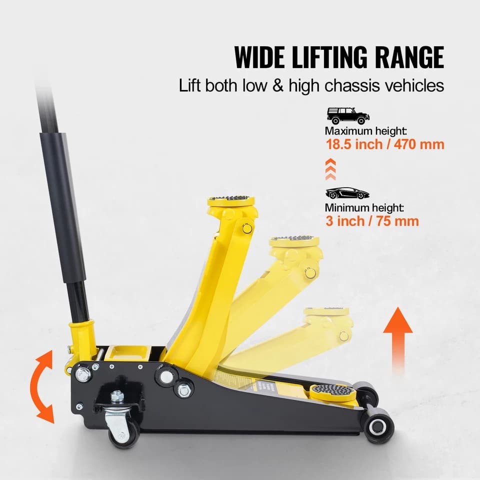 2T Low Profile Floor Jack | Car Jack for Changing Tires | Dual Piston Quick Lift - Thumbnail 3