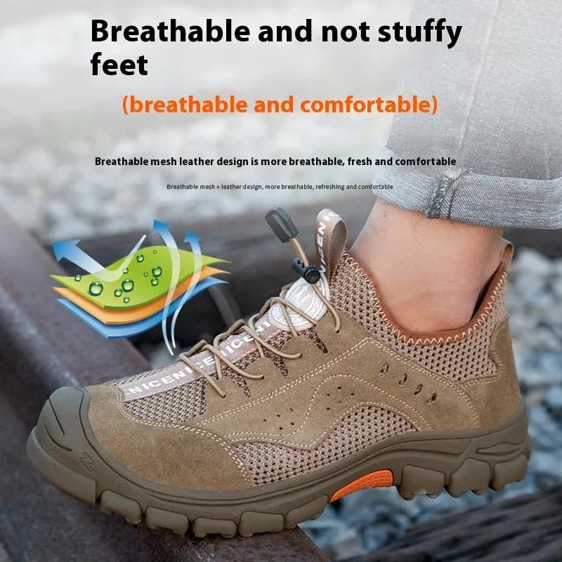 Men Steel Toe Shoes | Breathable & Anti-Puncture | Slip-On Work Footwear - Thumbnail 5