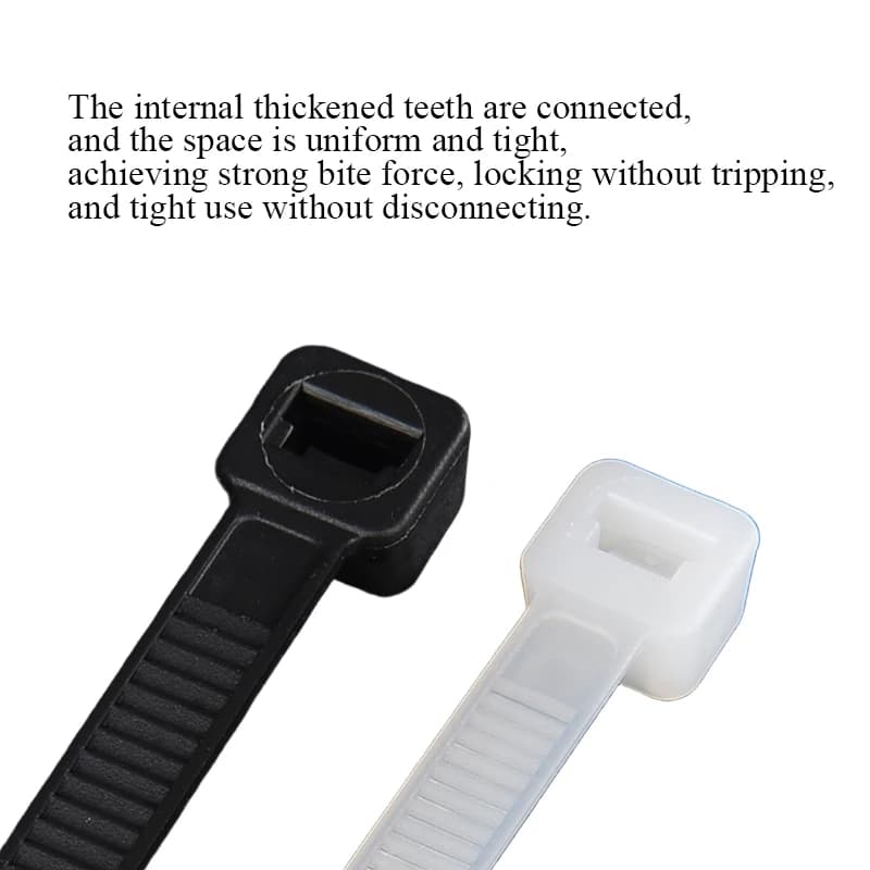 Self-Locking Cable Ties | 100pc Black Nylon Zip Straps | Wire Management - Thumbnail 7