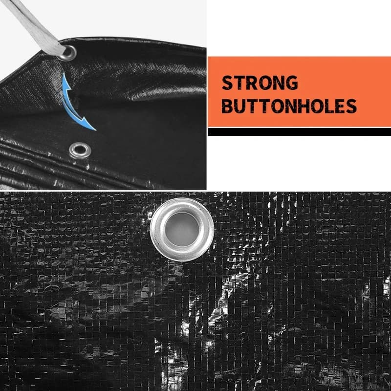 Heavy Duty Black Tarpaulin | Waterproof UV-Proof | Outdoor Protection Cover - Thumbnail 6