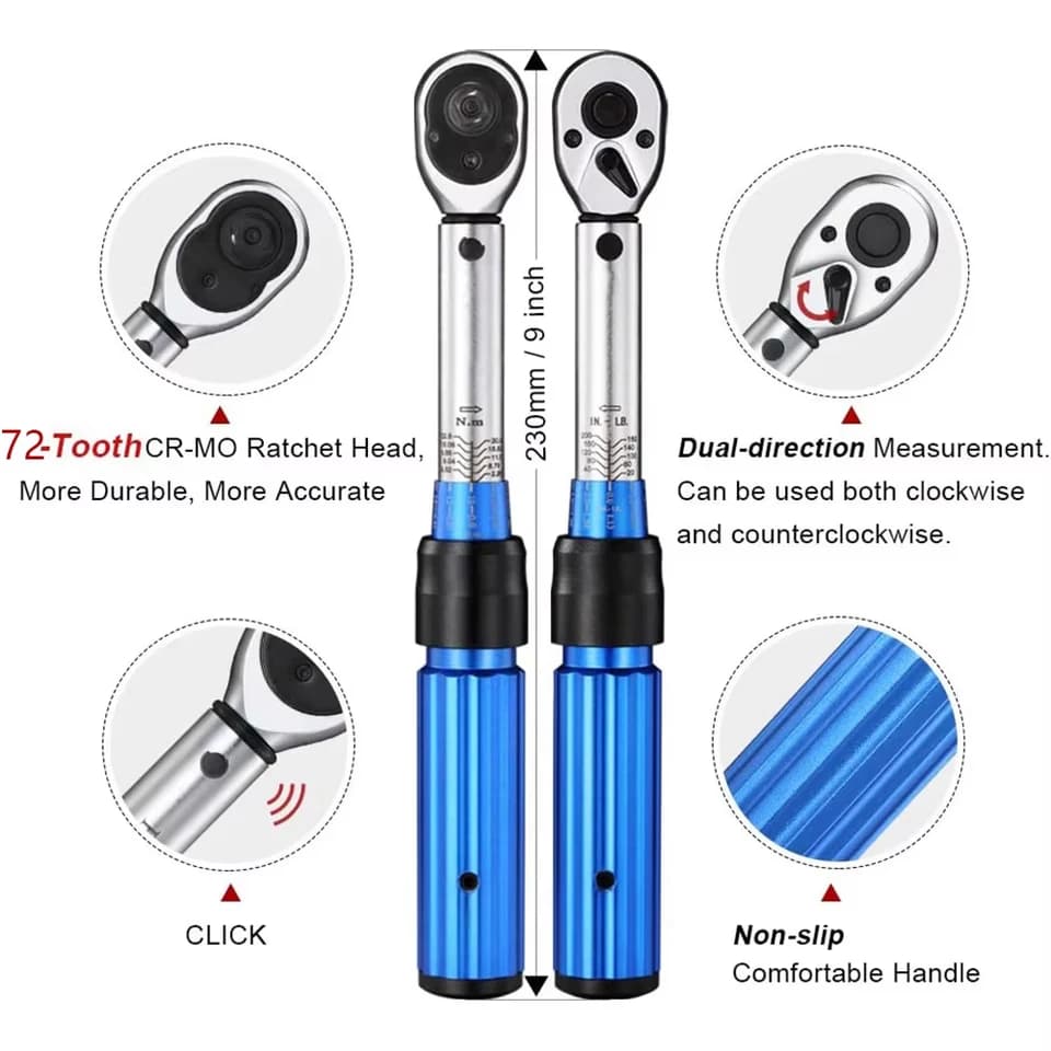 Torque Wrench Set | 2-24 Nm 1/4" Drive | Bike & Auto Repair Kit - Thumbnail 2