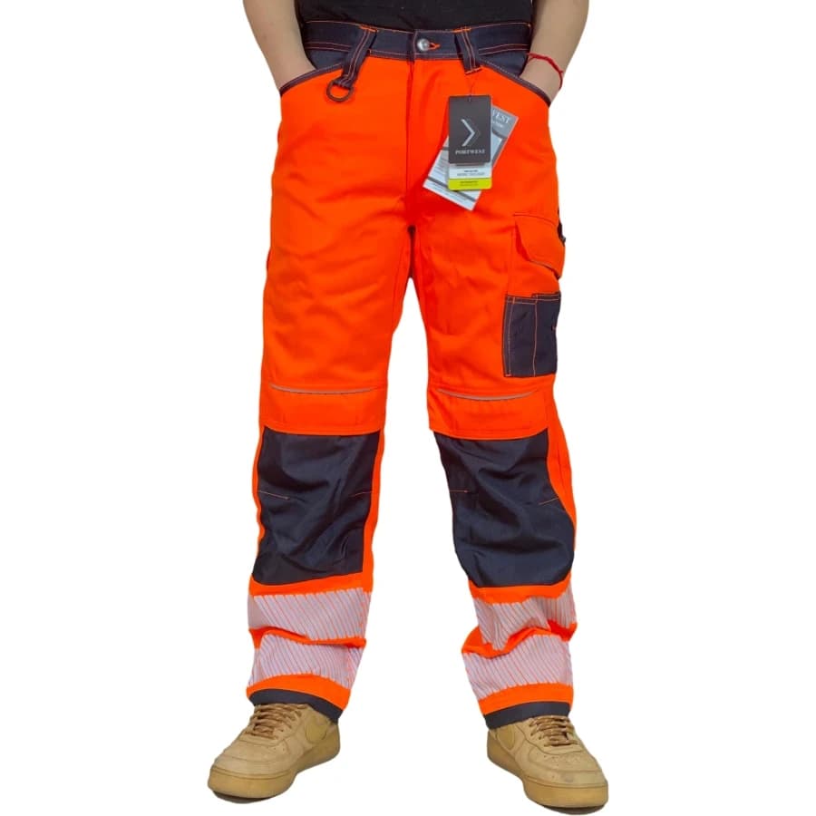 Hi-Vis Workwear Trousers | Multi-Pocket Cotton | Road Safety Cargo Pants - Thumbnail 6