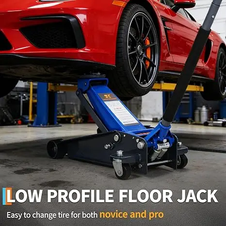 Jack for Changing Tires | Heavy-Duty 3 Ton Low Profile | Dual Piston Pump - Thumbnail 2