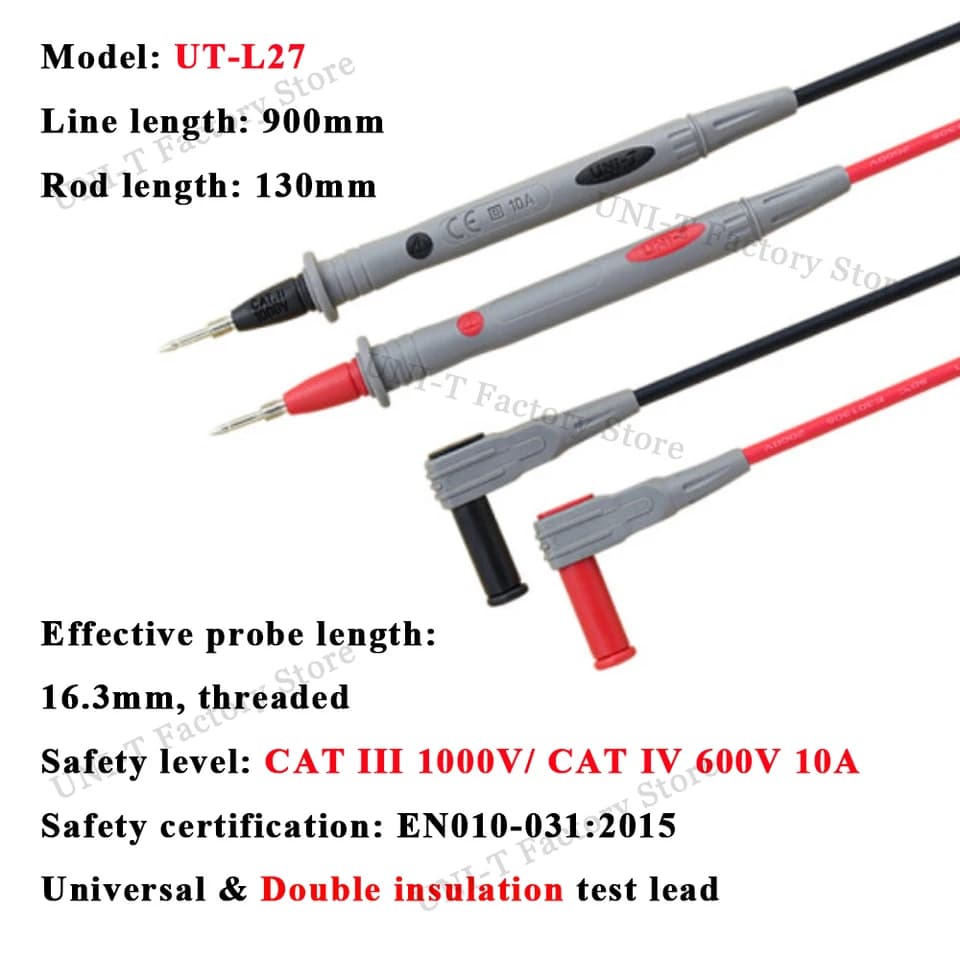 UNI-T Proving Unit Test Leads & Probes | Clamp Meter Alligator Clip Set | Banana Head Adapter Cable - Thumbnail 3
